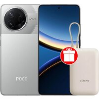 POCO F7 Pro 12GB/256GB международная версия (серебристый) + пауэрбанк Xiaomi Power Bank P15ZM 10000mAh (бежевый) по акции