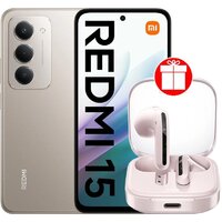 Xiaomi Redmi 15 4G 8GB/256GB международная версия (титановый) + наушники Xiaomi Redmi Buds 6 Active M2344E1 (розовый) по акции Image #1