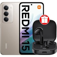 Xiaomi Redmi 15 4G 8GB/256GB международная версия (титановый) + наушники Xiaomi Redmi Buds 6 Active M2344E1 (черный) по акции