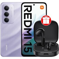 Xiaomi Redmi 15 4G 8GB/256GB международная версия (фиолетовый) + наушники Xiaomi Redmi Buds 6 Active M2344E1 (черный) по акции Image #1