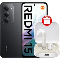 Xiaomi Redmi 15 4G 8GB/256GB международная версия (черный) + наушники Xiaomi Redmi Buds 6 Active M2344E1 (белый) по акции